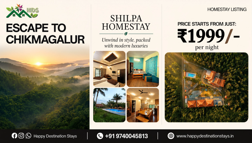 Stays in Chikmagalur with view of coffee estates and Western Ghats